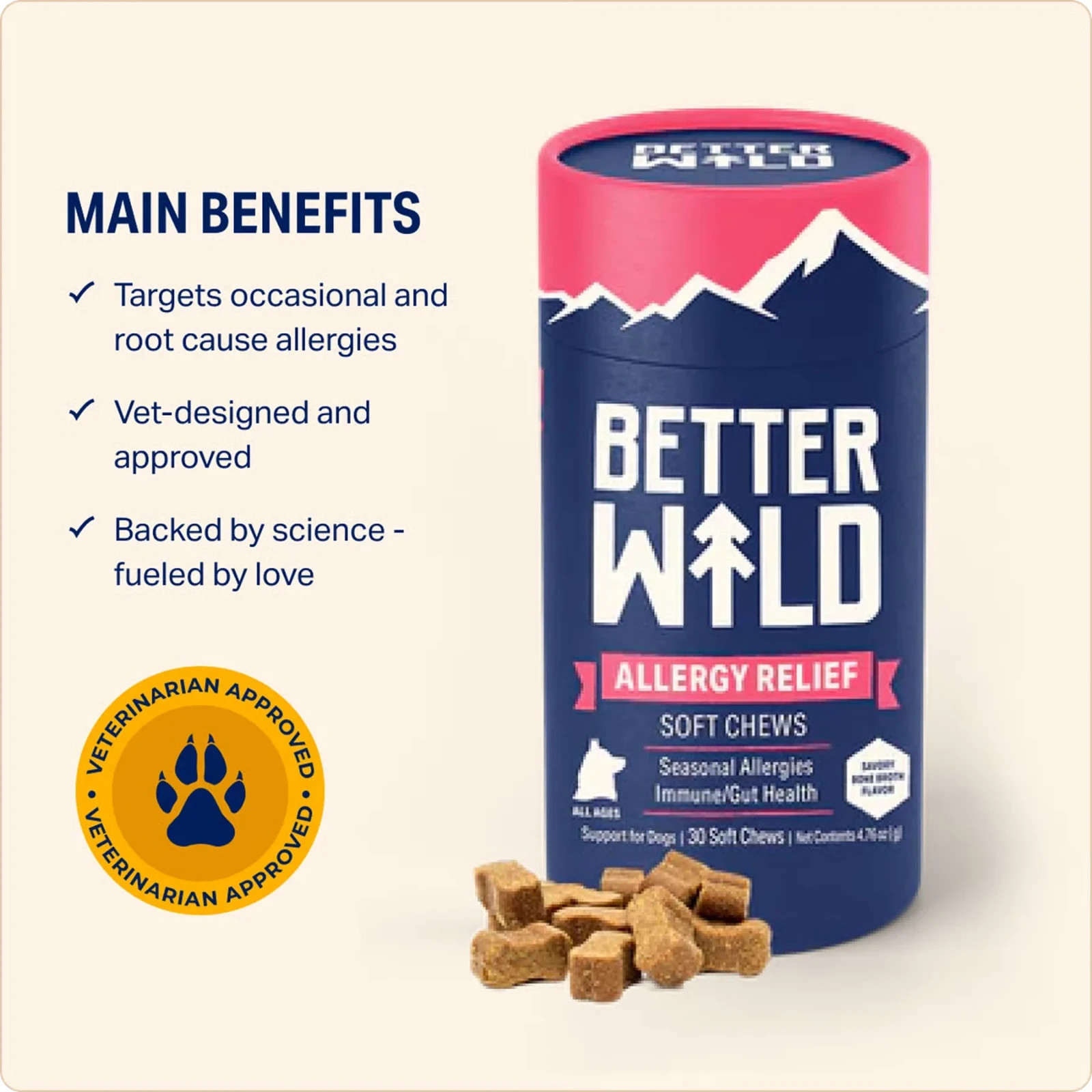 BetterWild Dog Allergy Relief 30 Soft Chews