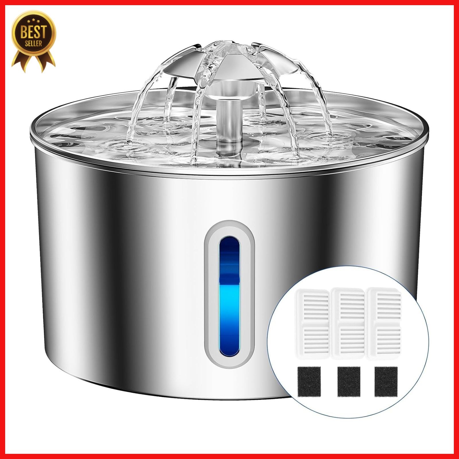 Stainless Steel Cat Water Fountain 74oz Automatic Pet Dispenser