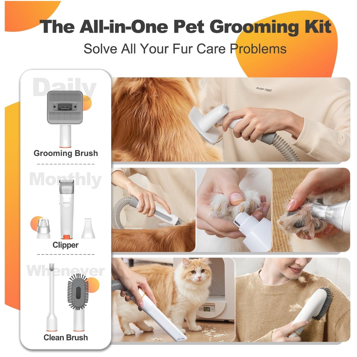 6-in-1 Dog Grooming Kit with Vacuum Suction