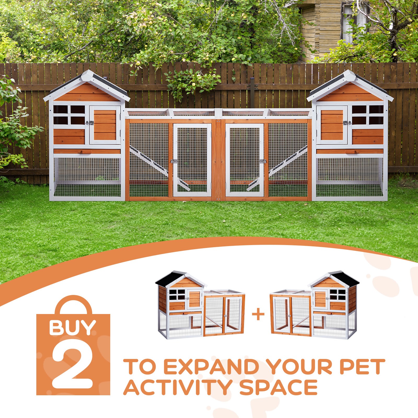 Outdoor Wooden Chicken Coop House Poultry Hutch Pet Cage w/ Nesting Box Backyard
