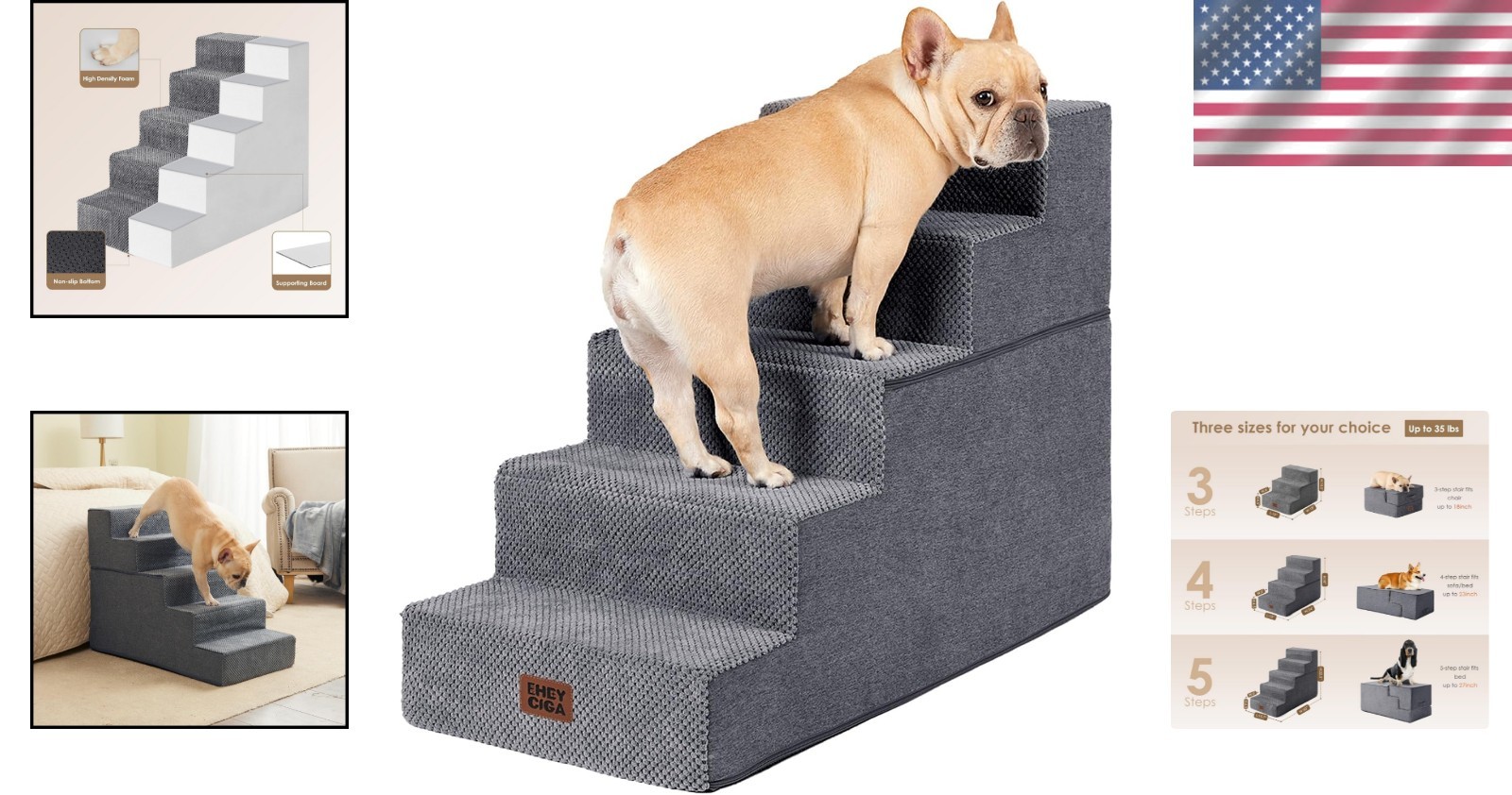 Portable 22″ Pet Steps – Easy Clean Non-Slip Stairs for Medium & Small Dogs