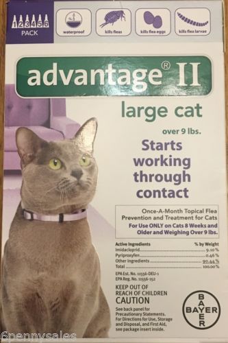 Advantage II Flea Medicine Large Cats 6 Months Purple Drops 9-18 lbs DAMAGED BOX