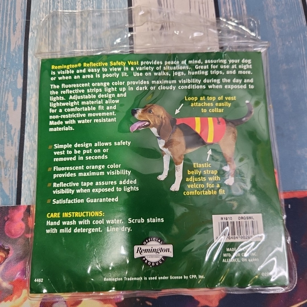 Remmington Safety Vest Fits up to 18 lbs Reflective Orange Adjustable Hunting