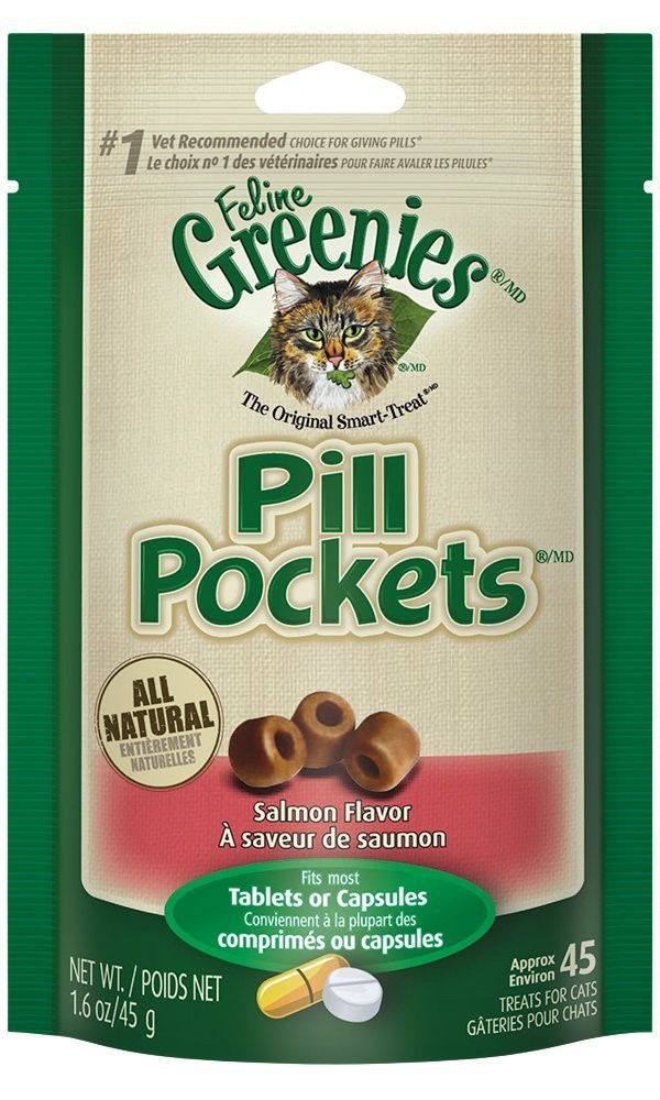 Greenies Feline Pill Pockets for Cats Natural 45 Count (Pack of 1), Salmon