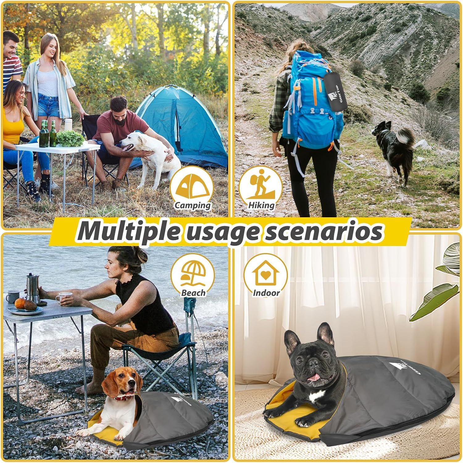 Lightweight Dog Sleeping Bag Portable Cozy Durable Machine Washable Pet Bed for
