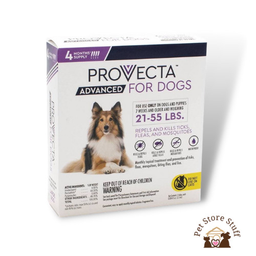 Provecta Advanced Flea & Tick Treatment for Dogs, LRG/21-55 lb, 4 Monthly Doses