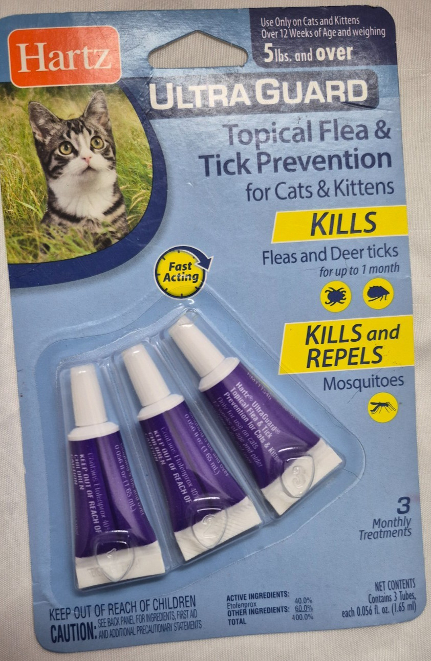 Hartz Flea Treatment Medicine For Cats Kittens Drops Meds Remedy Tick Control
