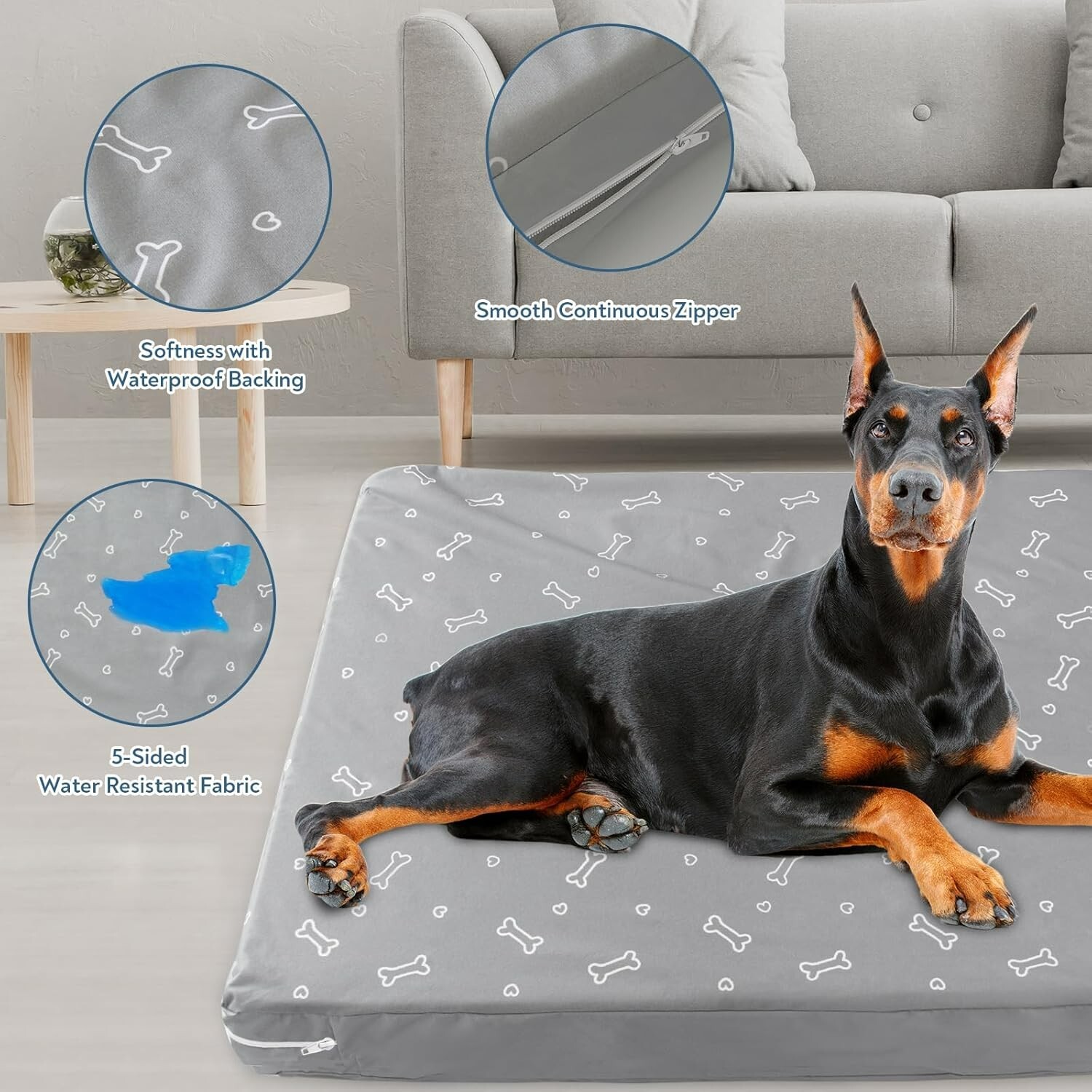 Waterproof Dog Bed Cover Replacement Washable Indoor/Outdoor All Size Cover Only