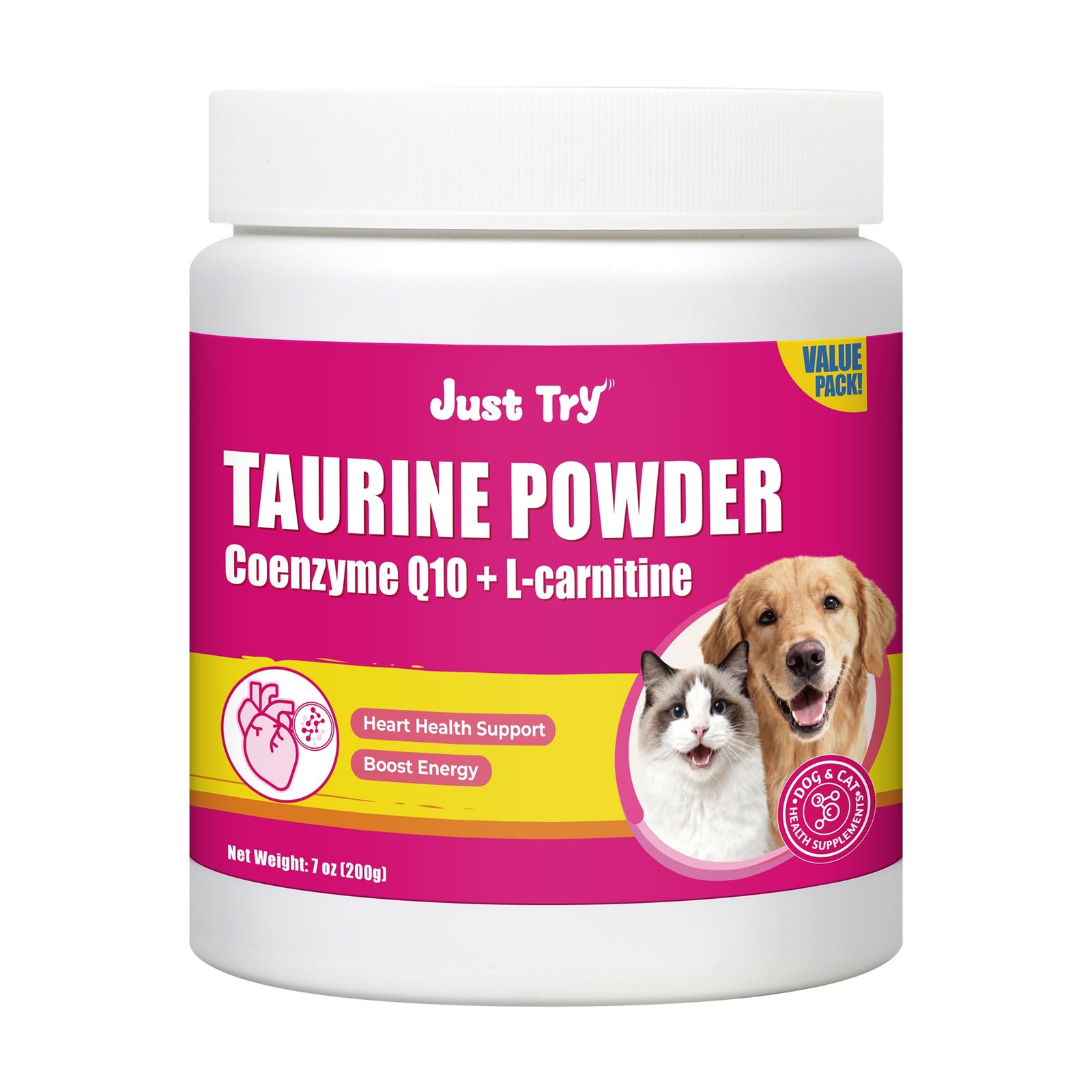Just Try 7OZ Taurine Powder – Cat & Dog Heart Supplement with Taurine & CoQ10…