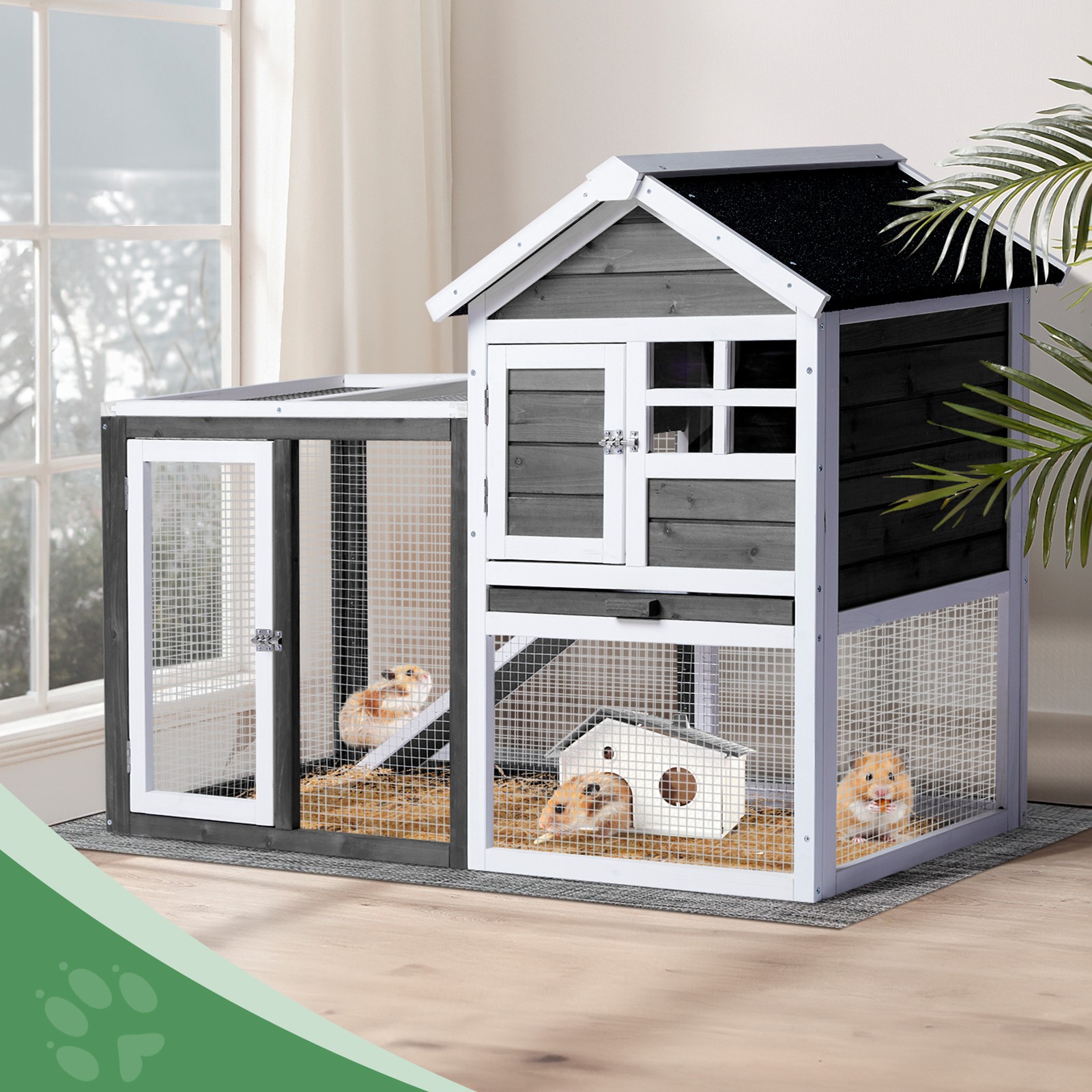 Outdoor Wooden Chicken Coop House Poultry Hutch Pet Cage w/ Nesting Box Backyard