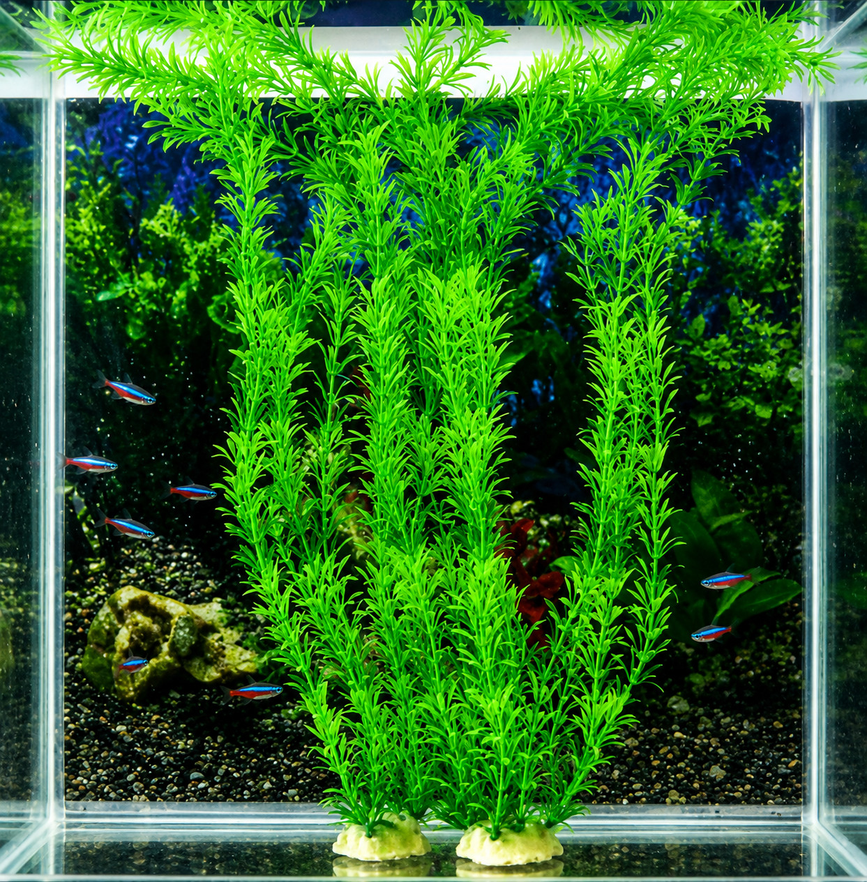 Artificial Aquarium Green Plant Plastic Fake 5 pieces For Fish Tank 11.5 inches