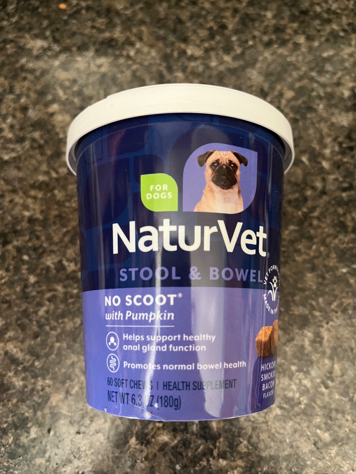 No Scoot® With Pumpkin, For Dogs, Hickory Smoked Bacon, 60 Soft Chews, 6.3 oz