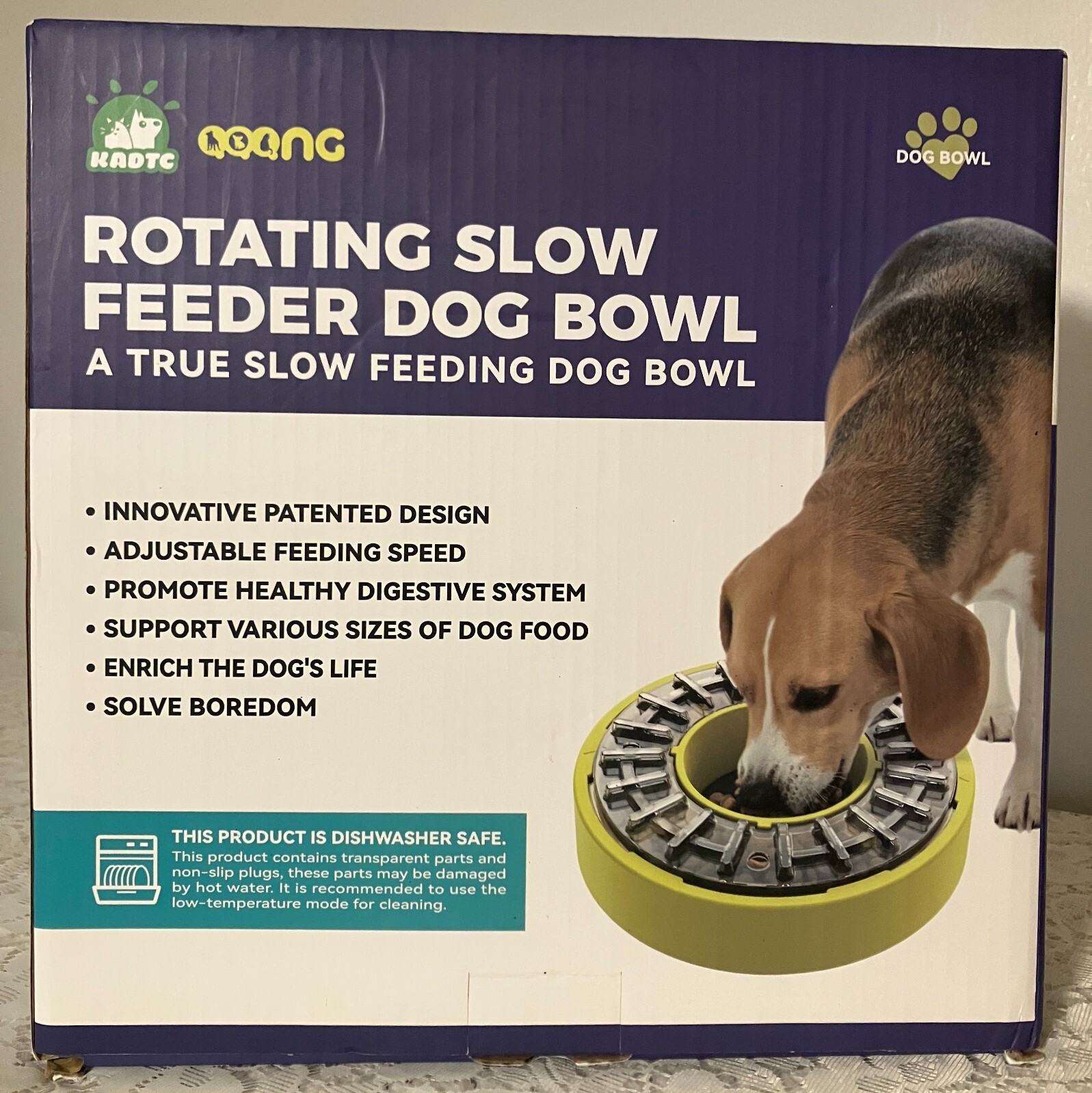 Kadtc Rotating Slow Feeder Dog Bowl With Adjustable Speed Setting New in box.
