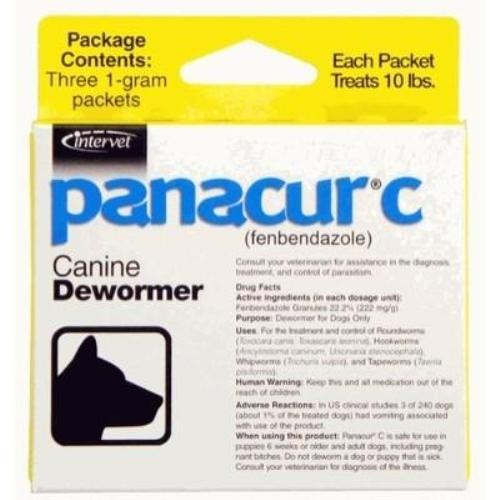 Panacur Canine Dewormer 1 gram 3 Packets Yellow X 10 Pack