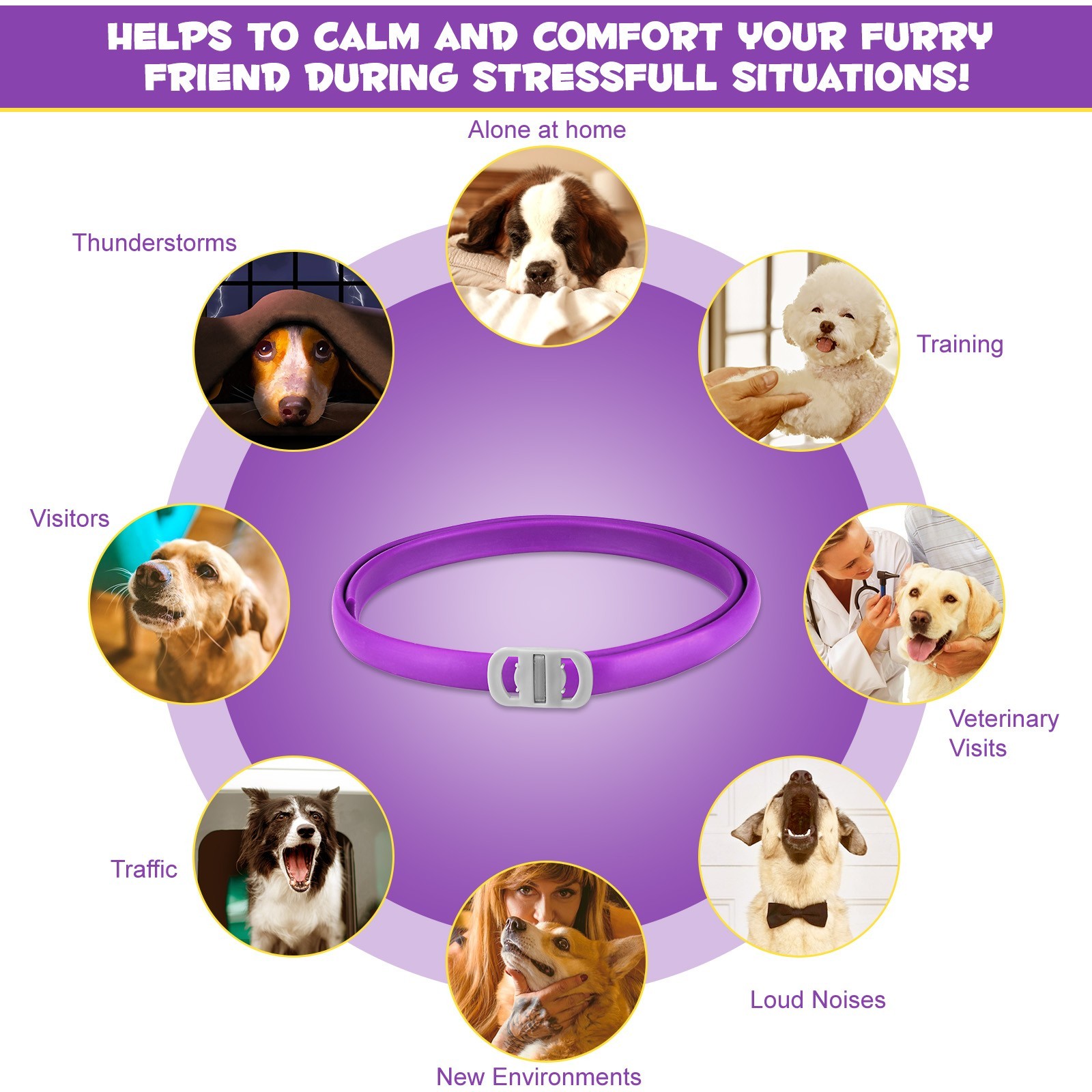 90 Day Calming Collar for Dogs Natural Calming Pheromones Embedded anxiety relax