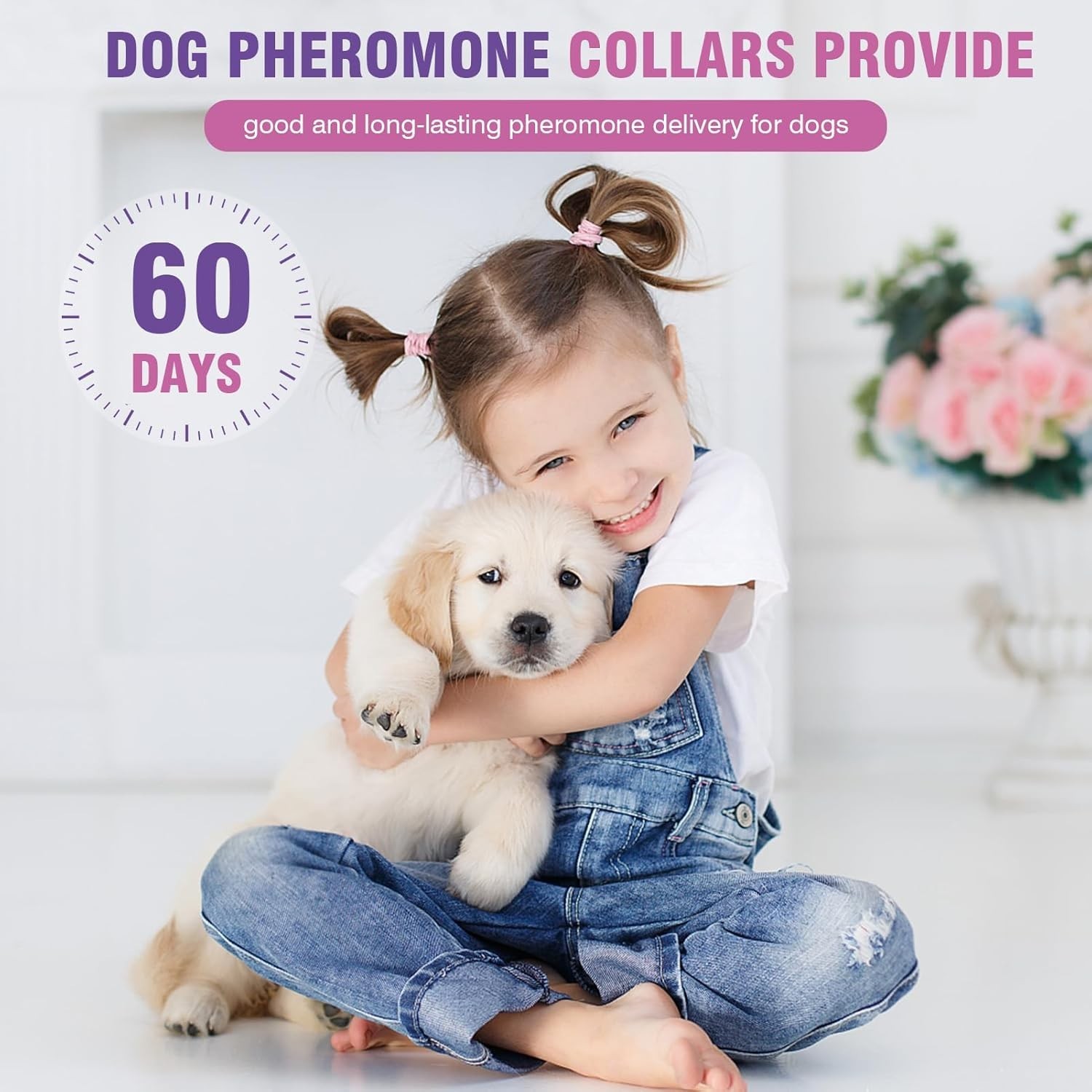 4-Pack Adjustable Calming Collars for Dogs | Lasts 60 Days | Stress Relief