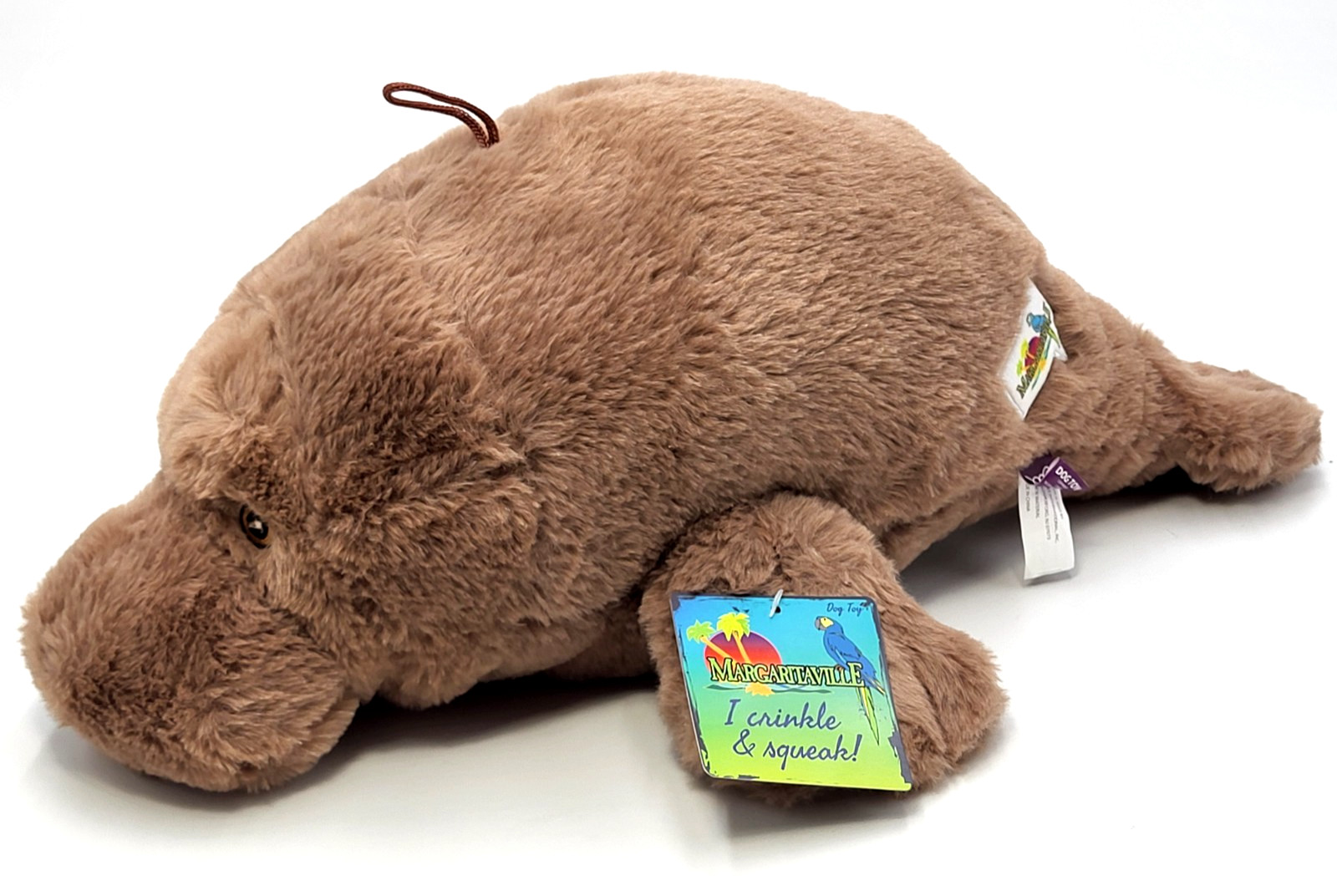 Multipet Margaritaville Jumbo Manatee Plush Dog Toy Squeaky Comfort & Play 20″