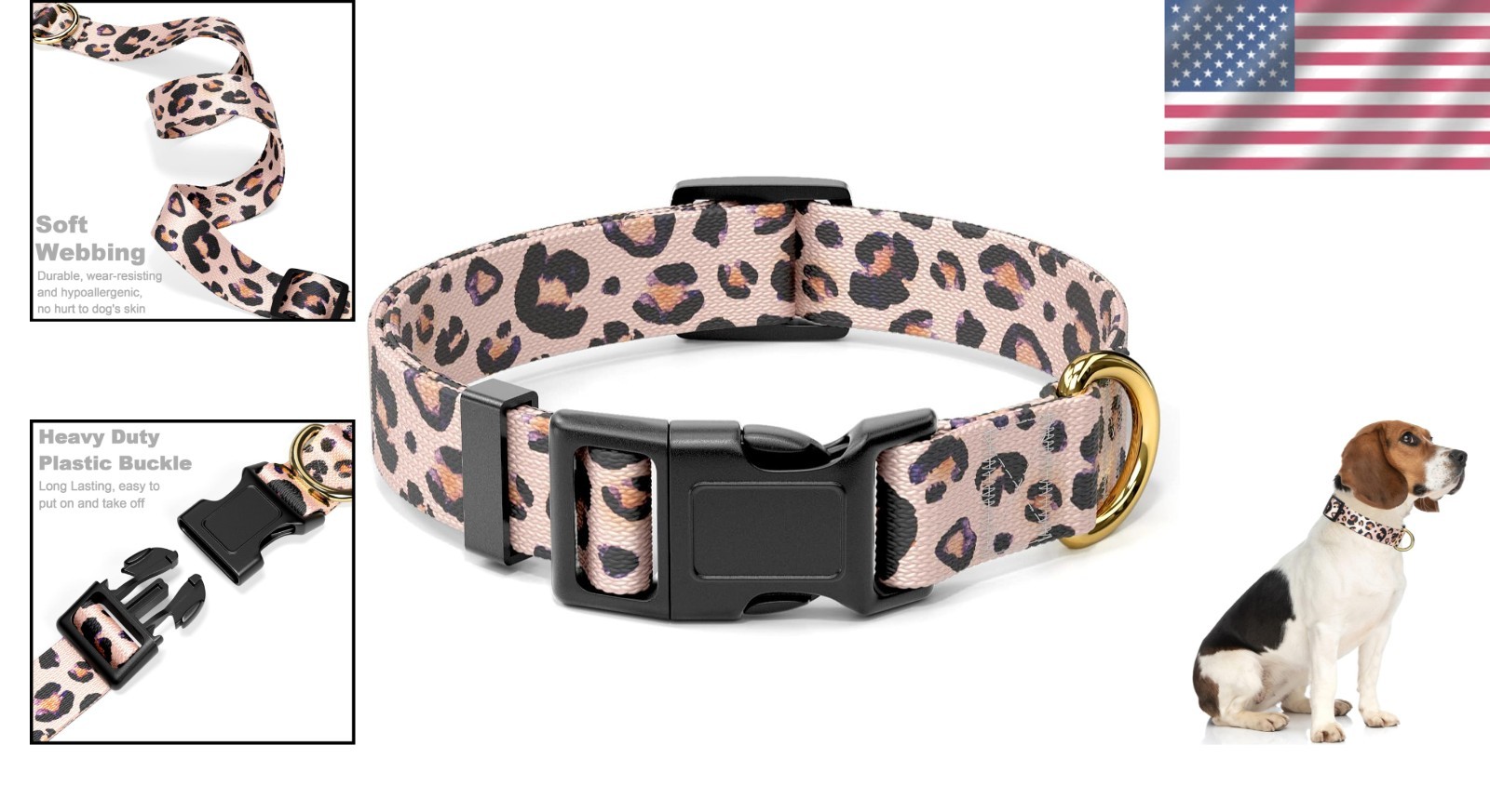 Heavy-Duty Adjustable Dog Collar for Medium Dogs – Quick Release & Soft Material