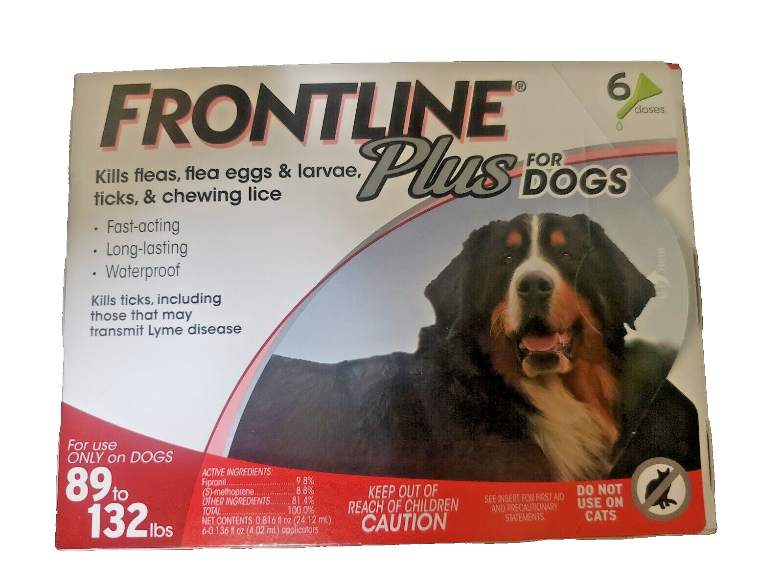 FRONTLINE Plus Flea & Tick SpotTreatment for XLarge Dogs, 89-132 lbs 6 doses