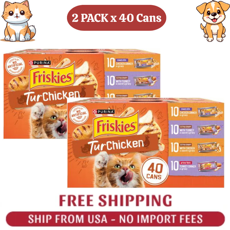(2 pack) Purina Friskies Turchicken Gravy, Soft Variety Pack, 5.5 oz 40Cans
