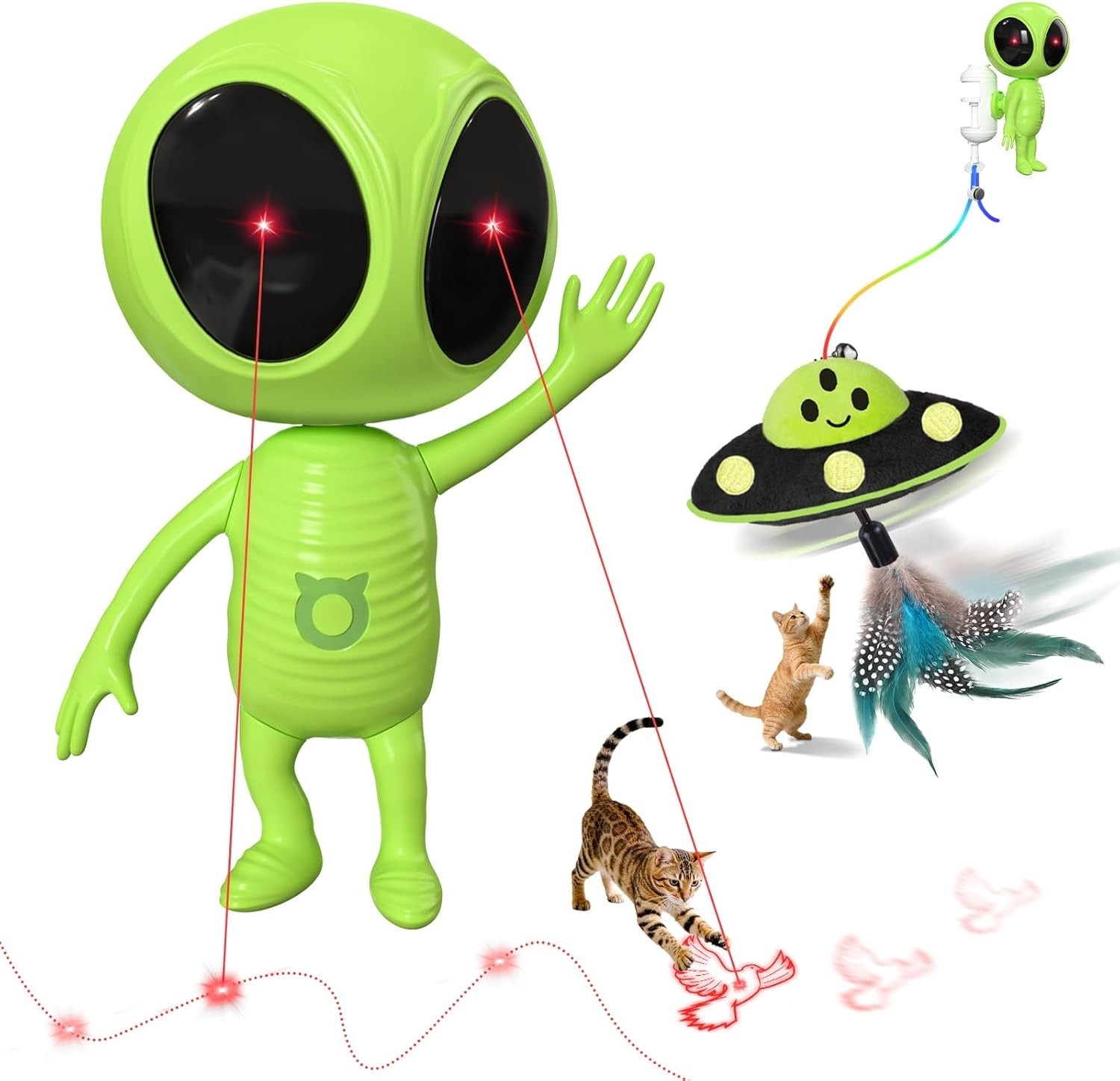 Interactive Cat Laser Toy with Dual Laser and Catnip Dangler for Indoor Play