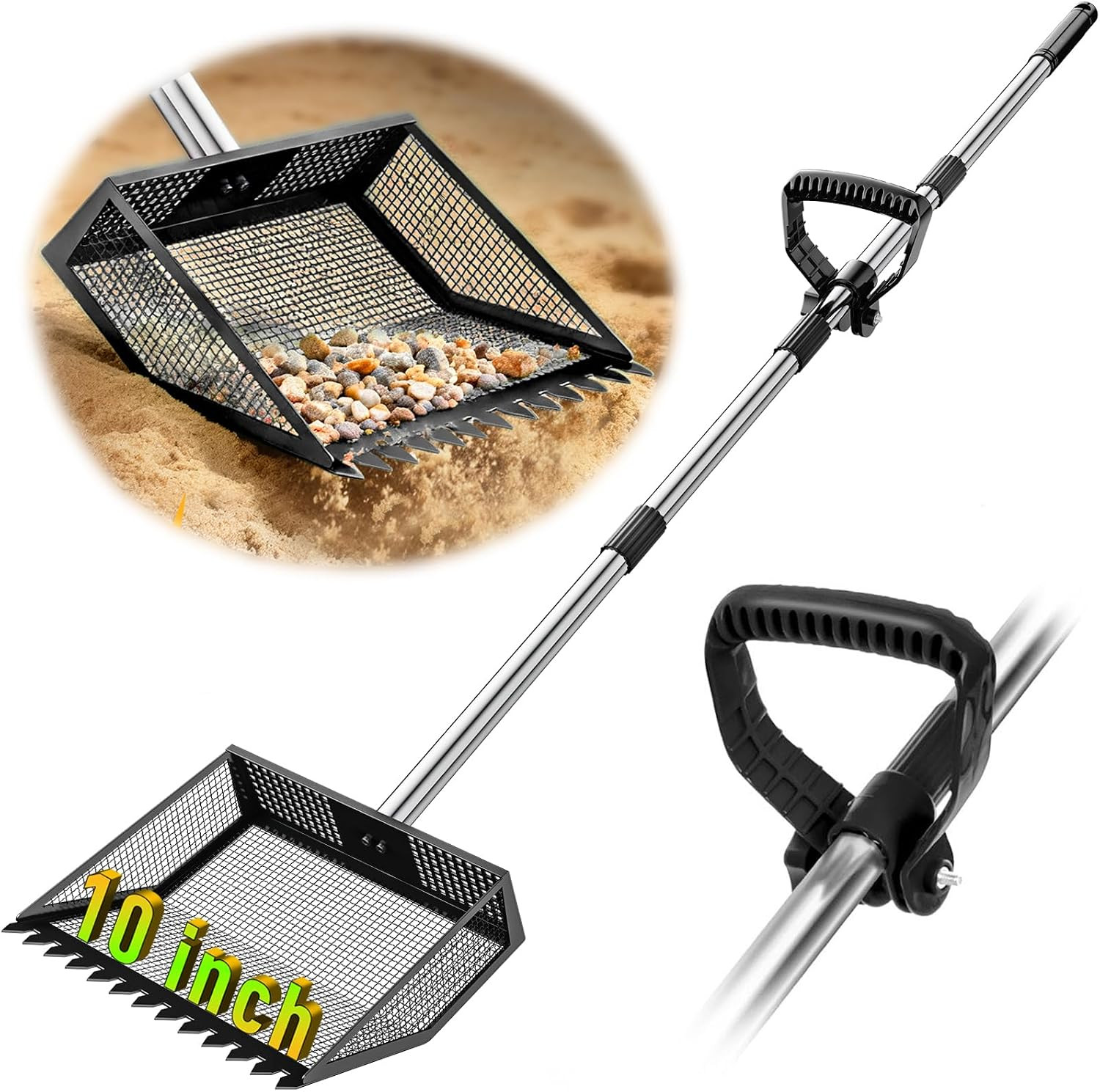 Large Chicken Poop Scooper: 2-In-1 Metal Pooper Scooper & Rake Adjustable 62″