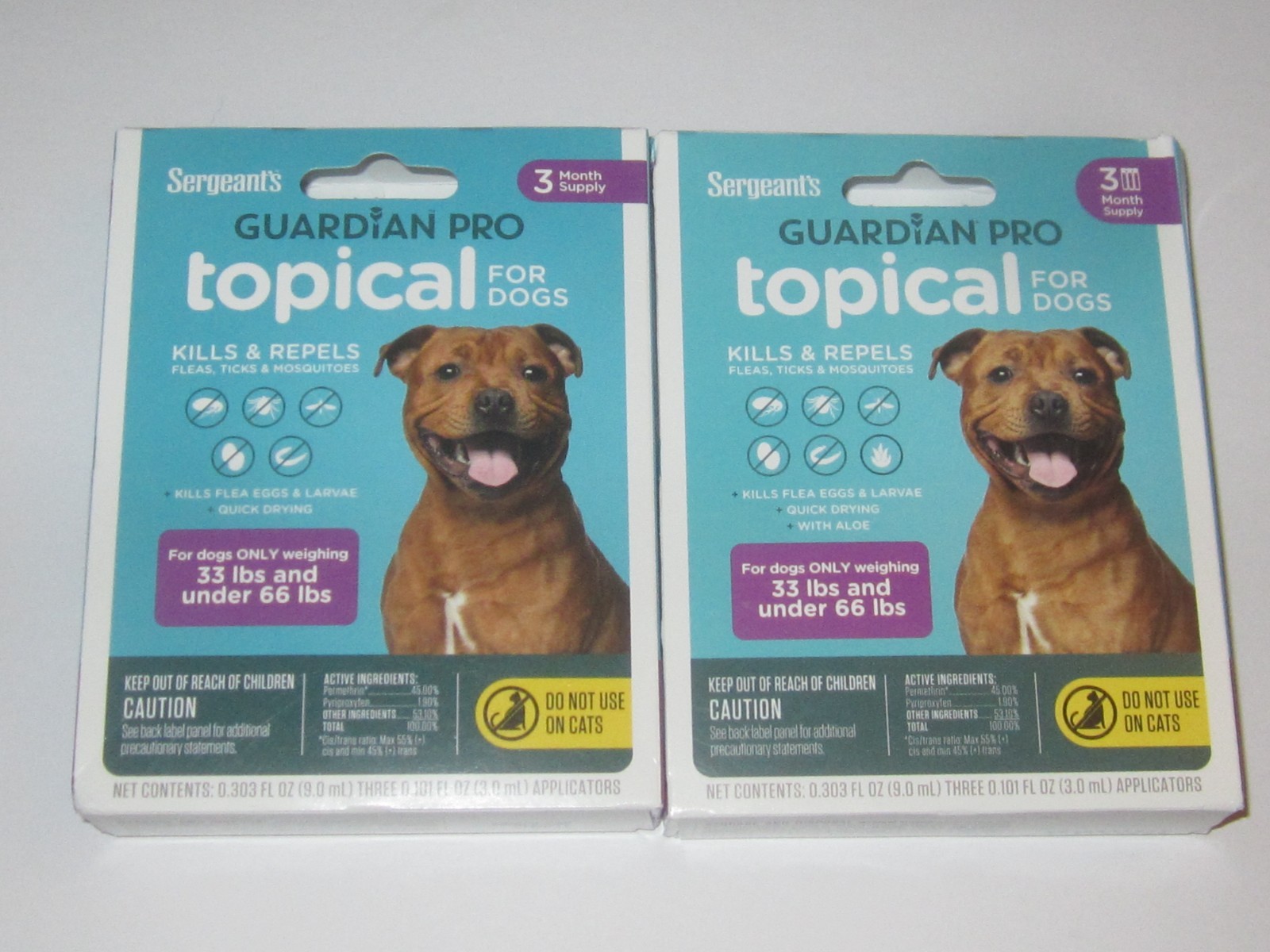 2x Sergeant’s Guardian Pro Topical Treatment for Dogs over 33 lbs under 66 Lbs