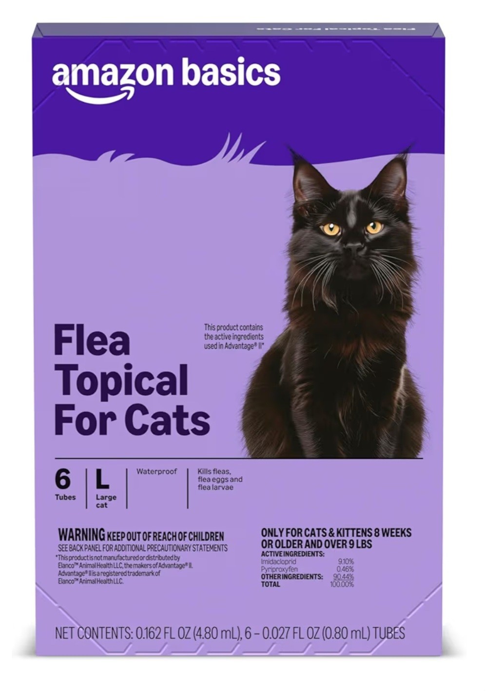 Amazon Basics Flea & Tick Topical Treatment for Cats – 6 Waterproof Applications