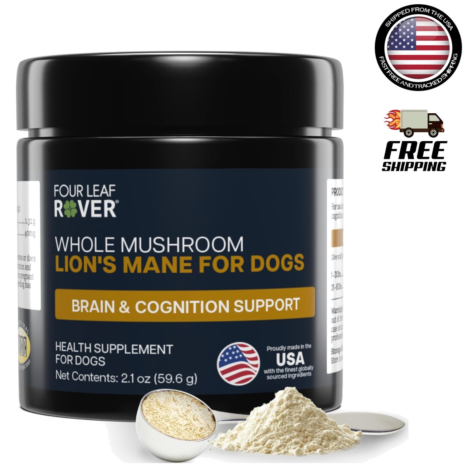 Natural Lion’s Mane for Dogs – Supports Healthy Brain & Nervous Systems, 60 Days