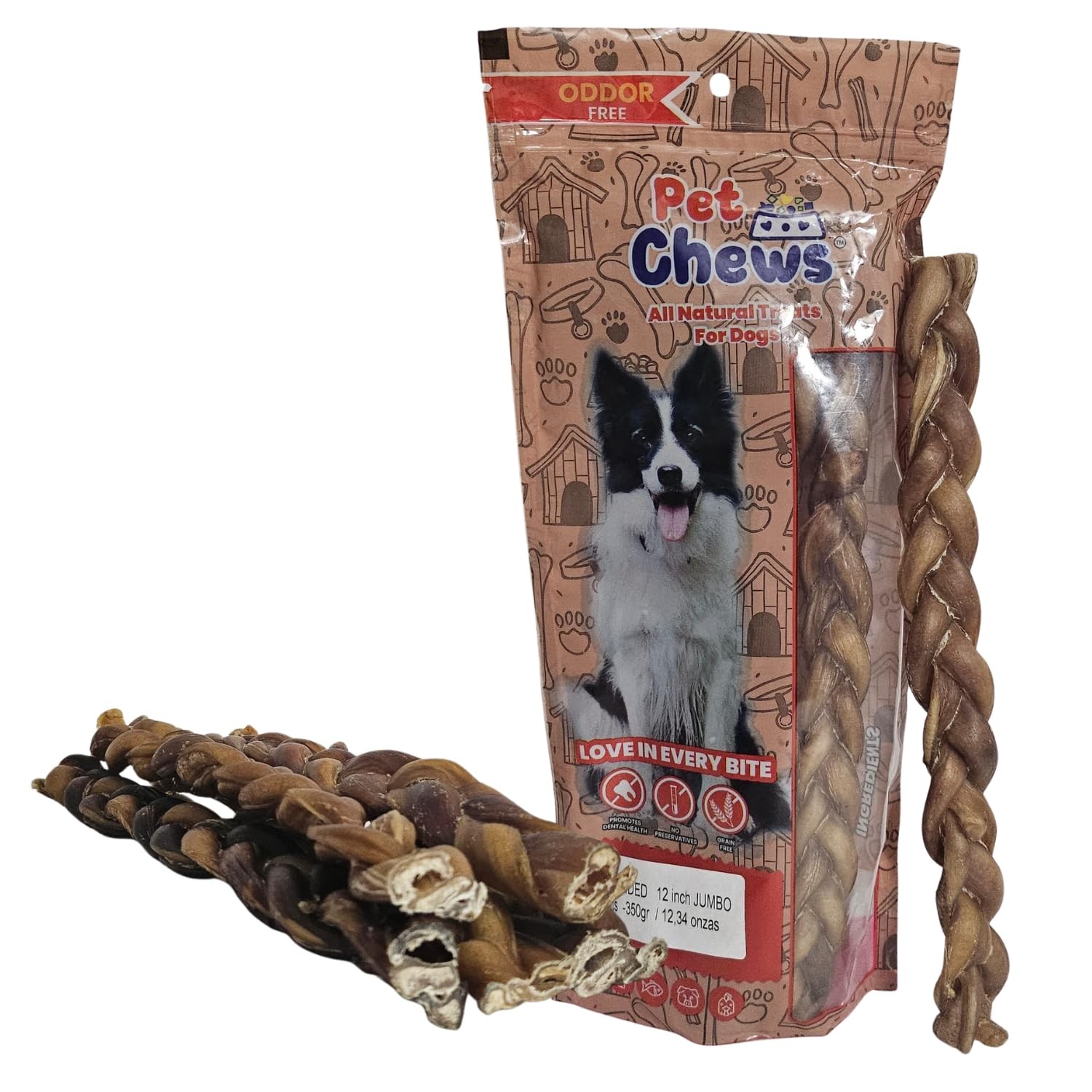 12″ Jumbo Braided Bully Sticks for Large Dogs – Ultra Thick 3-Strand Twist (7…