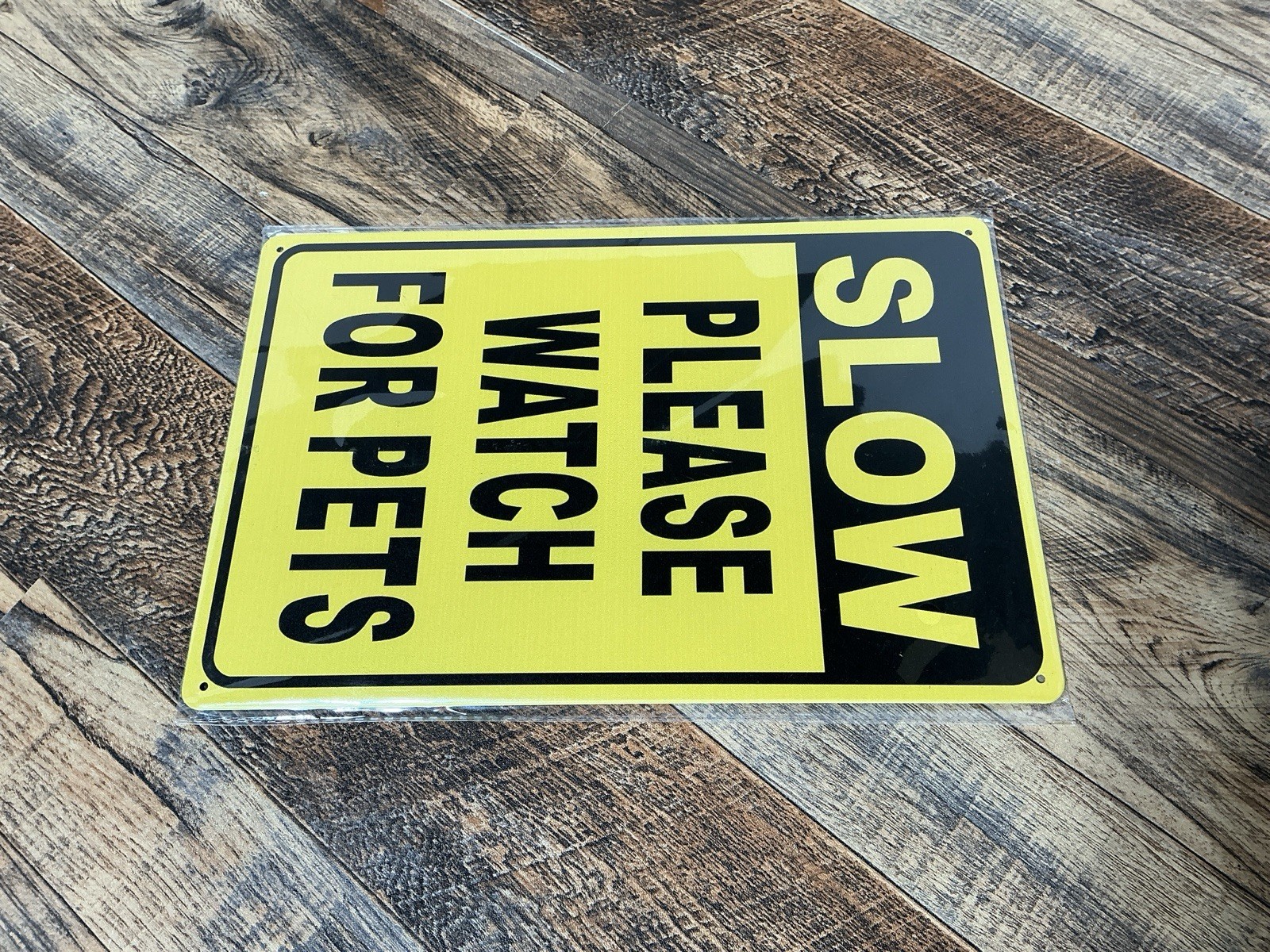 PET SIGN SLOW Please Watch for Pets Dogs Cats Metal ALUMINUM HD 12″ X 8″ NEW