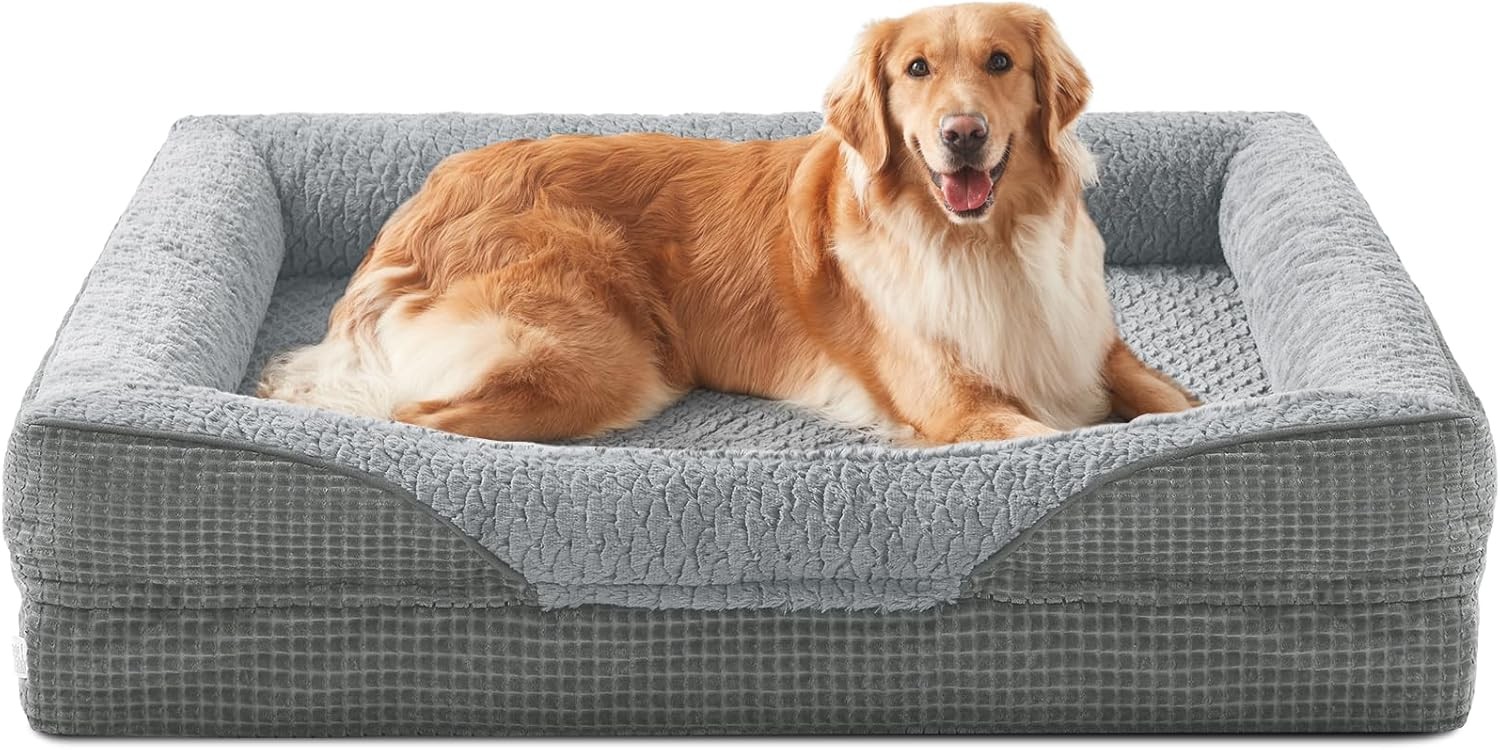 XL Memory Foam Orthopedic Dog Bed Washable Cover Non-Skid Waterproof Base