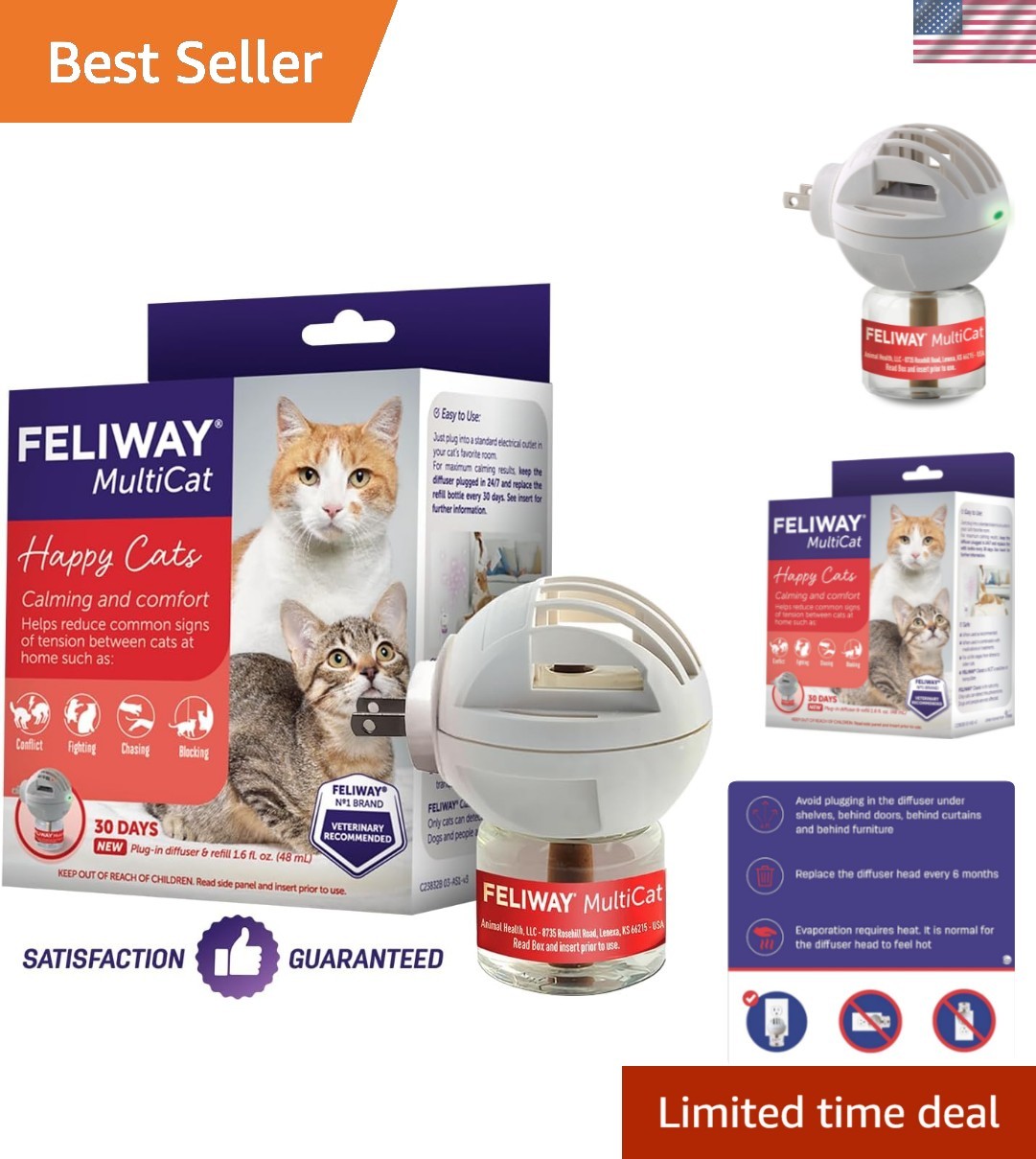 Vet Recommended MultiCat Pheromone Diffuser – 48ml for Stress-Free Living