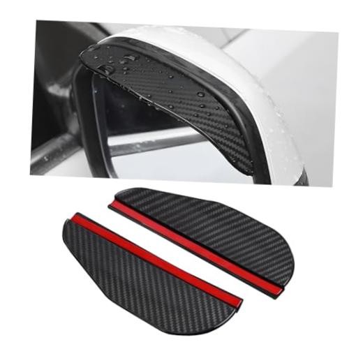 2 PCS Mirror Rain Visor Eyebrow, Rainproof PVC Side Mirror Guards Carbon Fiber