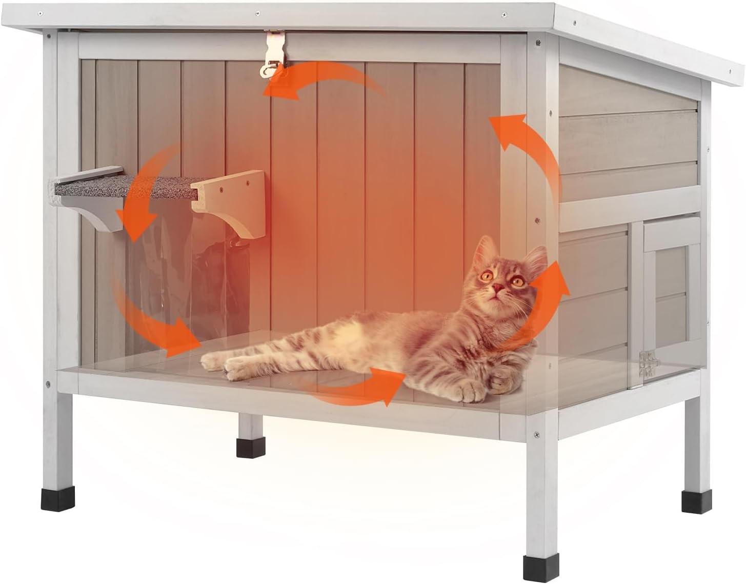 Petscosset Insulated Cat House Outdoor Weatherproof Feral Cat Shelter for Winter
