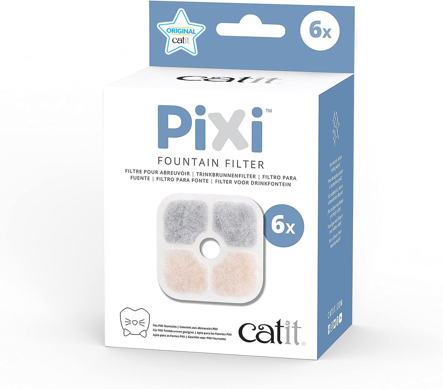 6 Pack Catit PIXI Drinking Fountain Replacement Filters for Cleaner Water
