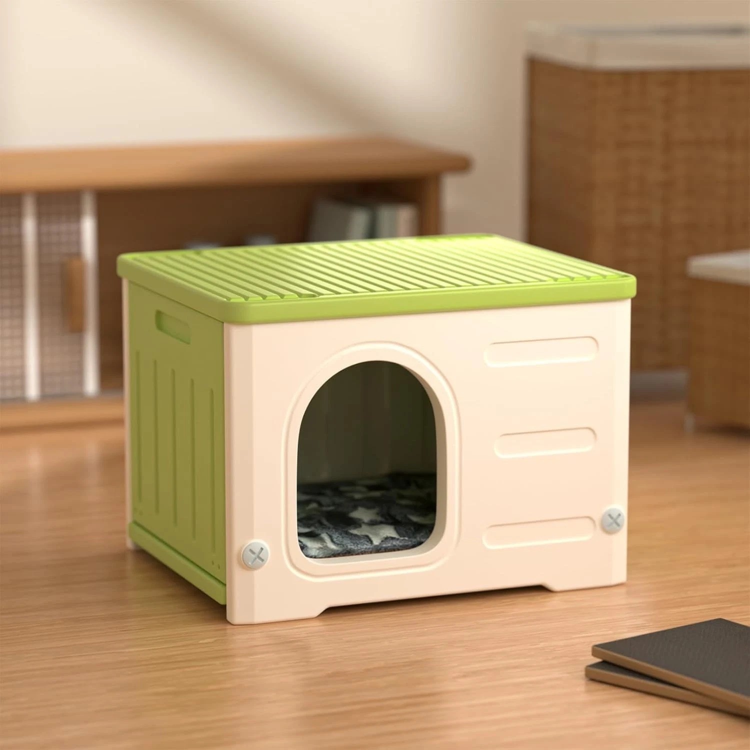 Plastic Cat House for Outdoor Indoor Use, Stackable Feral Cat Shelter Indoor …