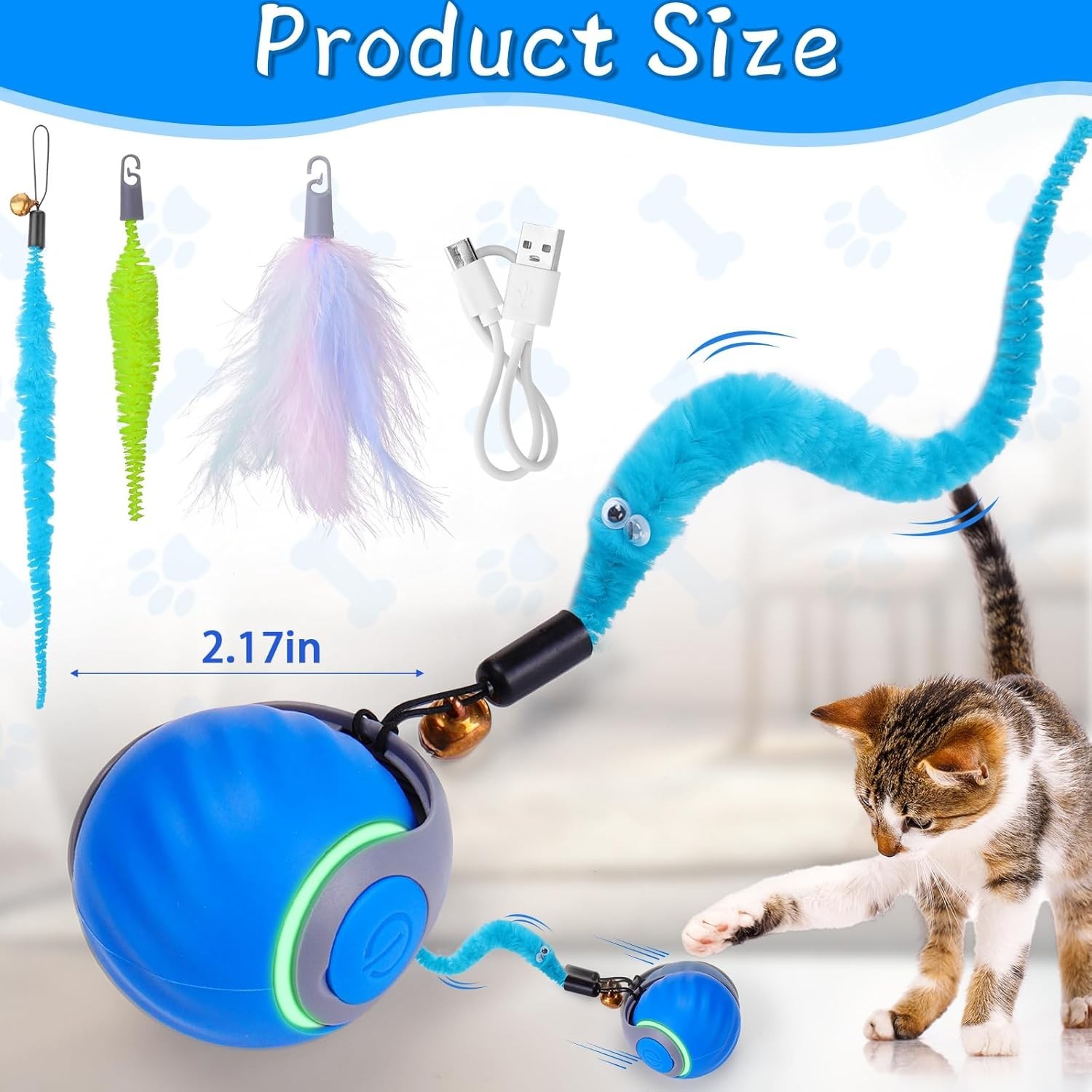 Interactive Cat Toy Ball – Automatic Interactive Cat Toys for Indoor Cats with 3
