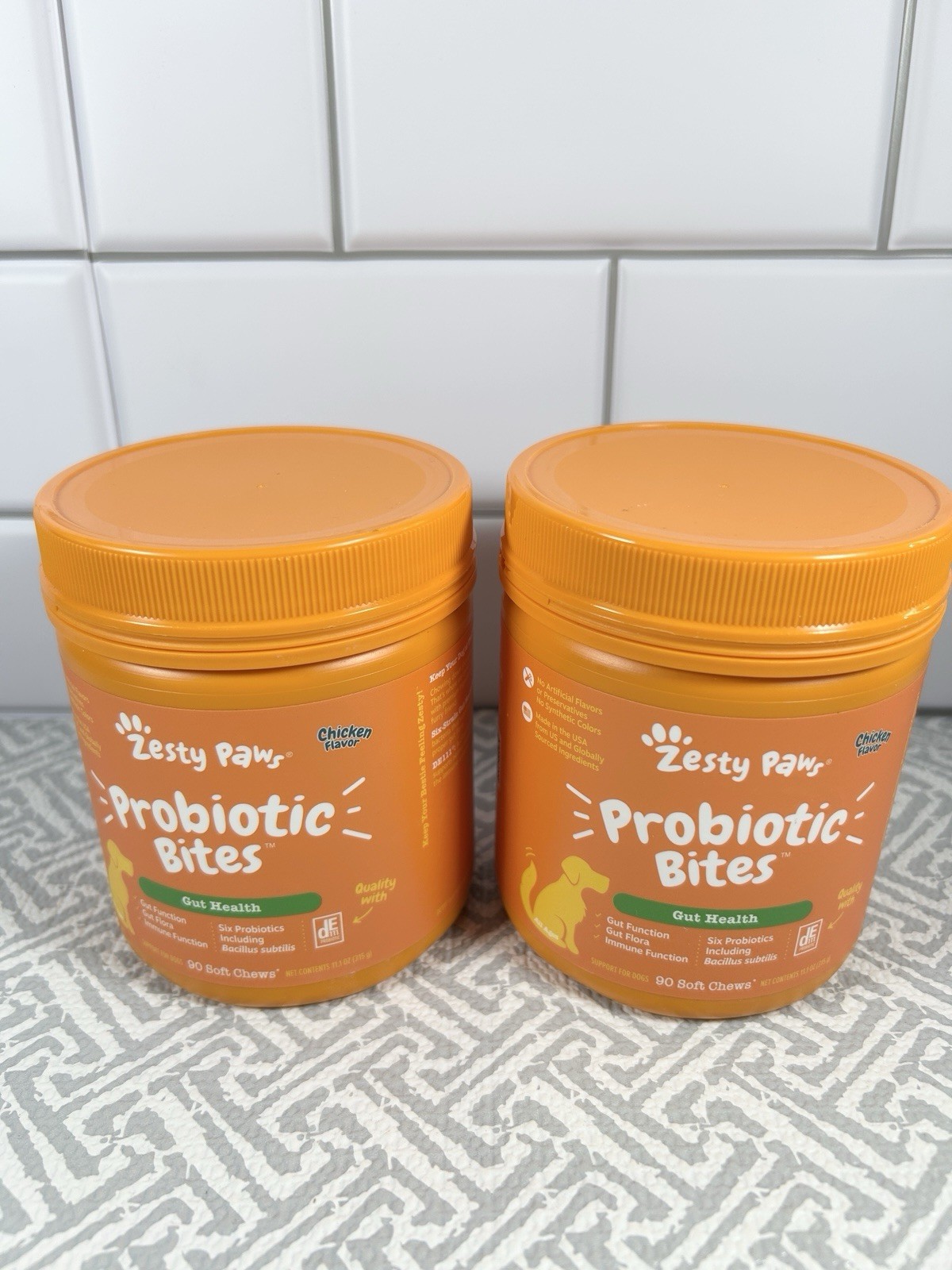 (2 Pack)) Zesty Paws Probiotic Bites for Dogs – 90 Chews Per Tub. 180 Total