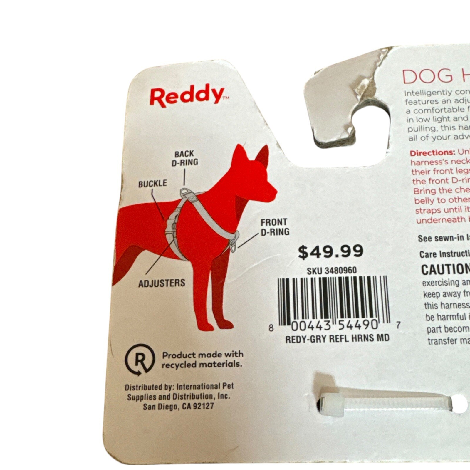 Reddy Dog Strap Harness Silver Gray Size Medium NEW