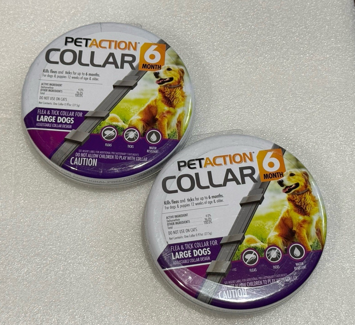 2 Ct Lot PetAction Adjustable Flea & Tick Collar for Large Dogs 6 Months