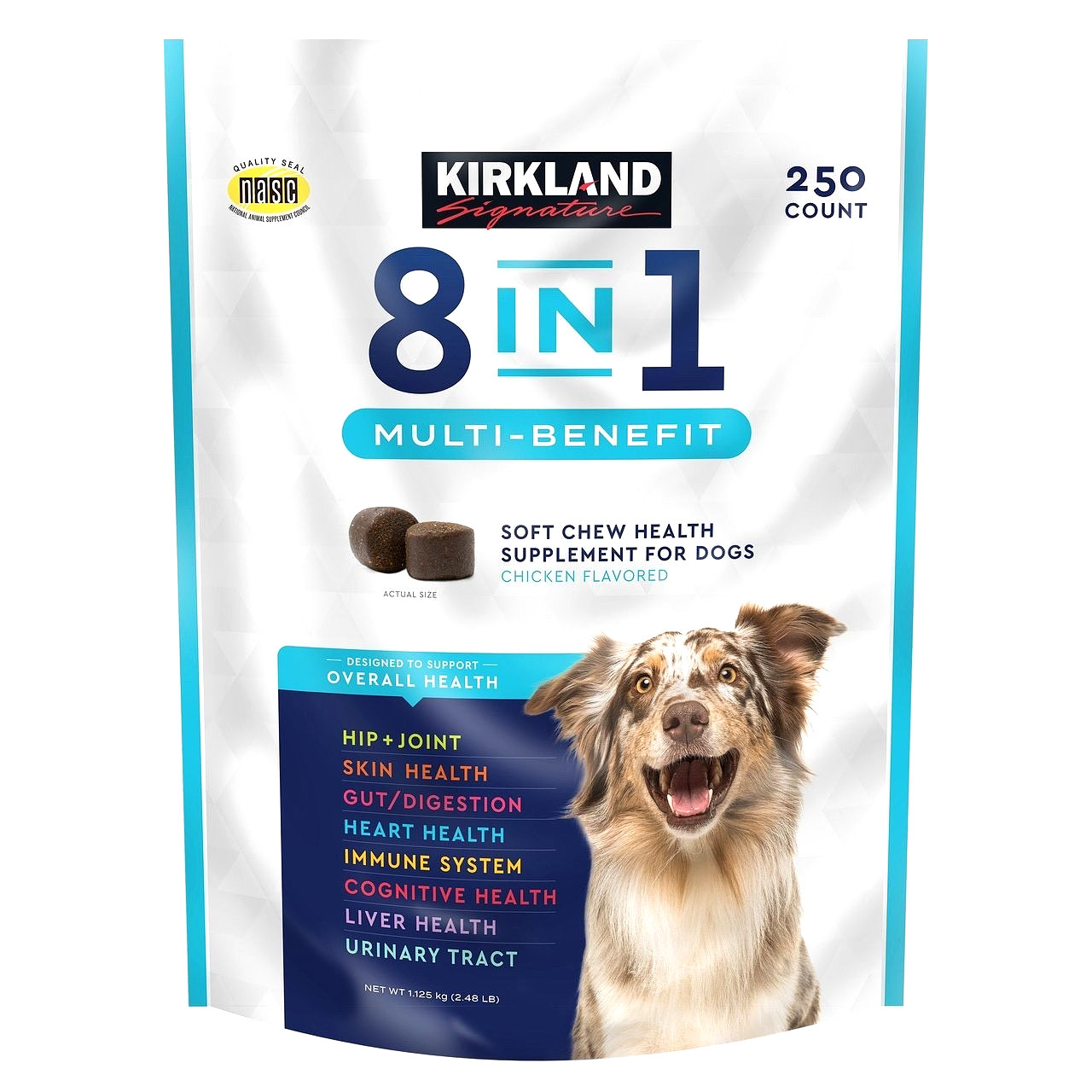 NEW KIRKLAND SIGNATURE 8 IN 1 MULTI BENEFIT SOFT CHEWS FOR DOGS, 250 COUNT