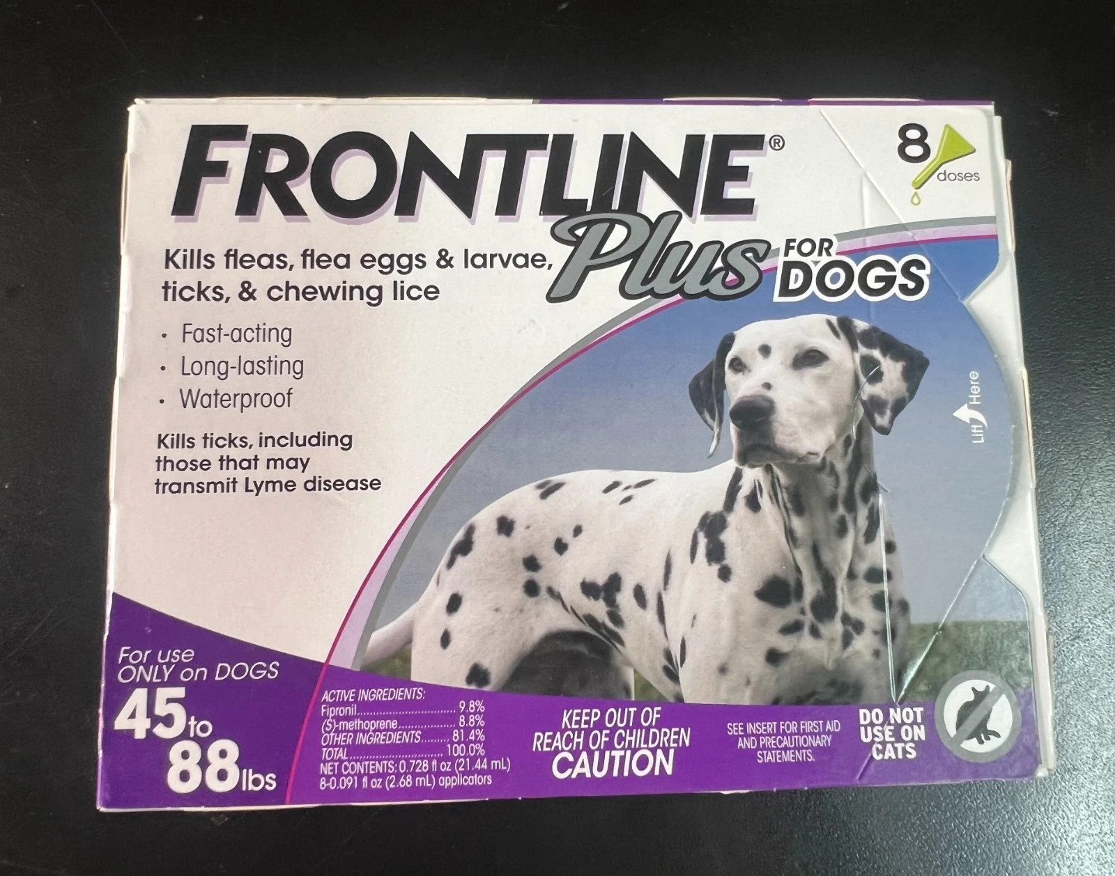 Frontline Plus Flea and Tick Protection for 45-88lb Dogs (8 Doses) 2462
