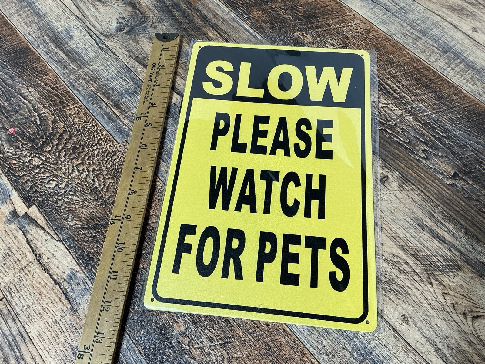 PET SIGN SLOW Please Watch for Pets Dogs Cats Metal ALUMINUM HD 12″ X 8″ NEW
