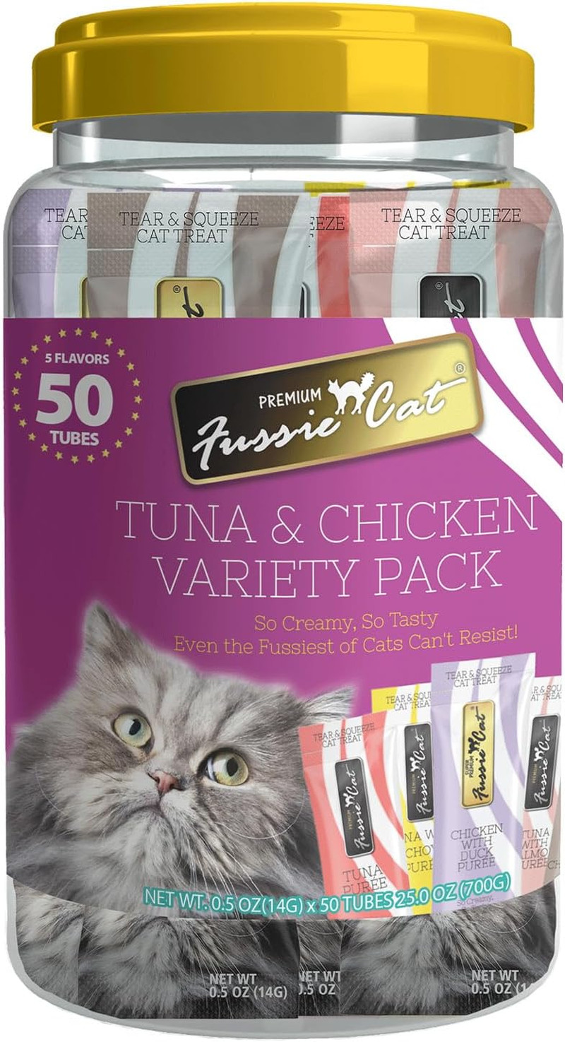 , 0.5 Ounces Each, 50 Tubes, Tuna & Chicken Variety 5 Flavors