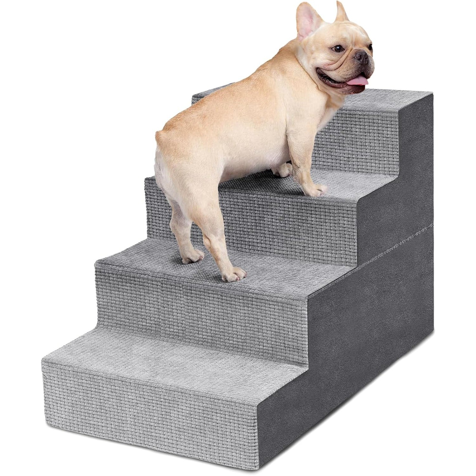 4-Step Foam Dog Stairs for High Bed and Couch Pet Steps Non-Slip Removable Cover