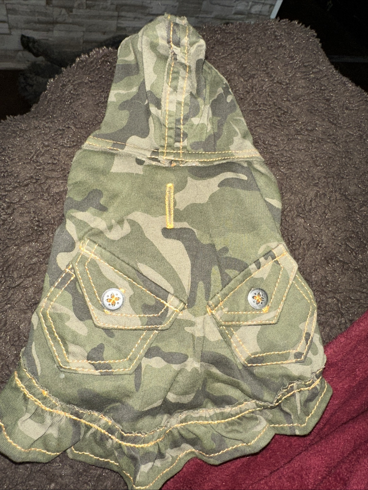 Unknown Maker Puppy/dog Camo Hooded Ruffle Skirt XS2-4 Ib