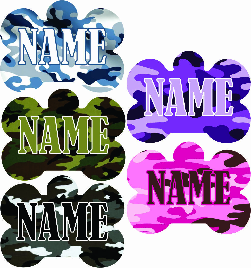 Personalized PET ID TAG Custom CAMOUFLAGE Theme Any Name Dog Tag Printed 2 Sides