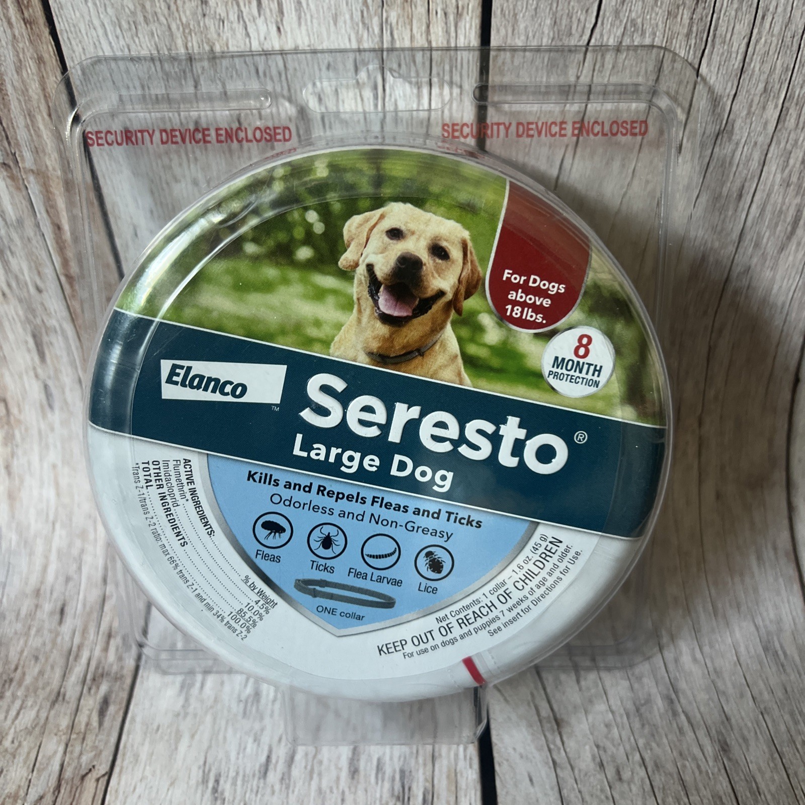 Seresto Flea & Tick Collar LARGE DOGS 18 lbs – 8 Month Protection