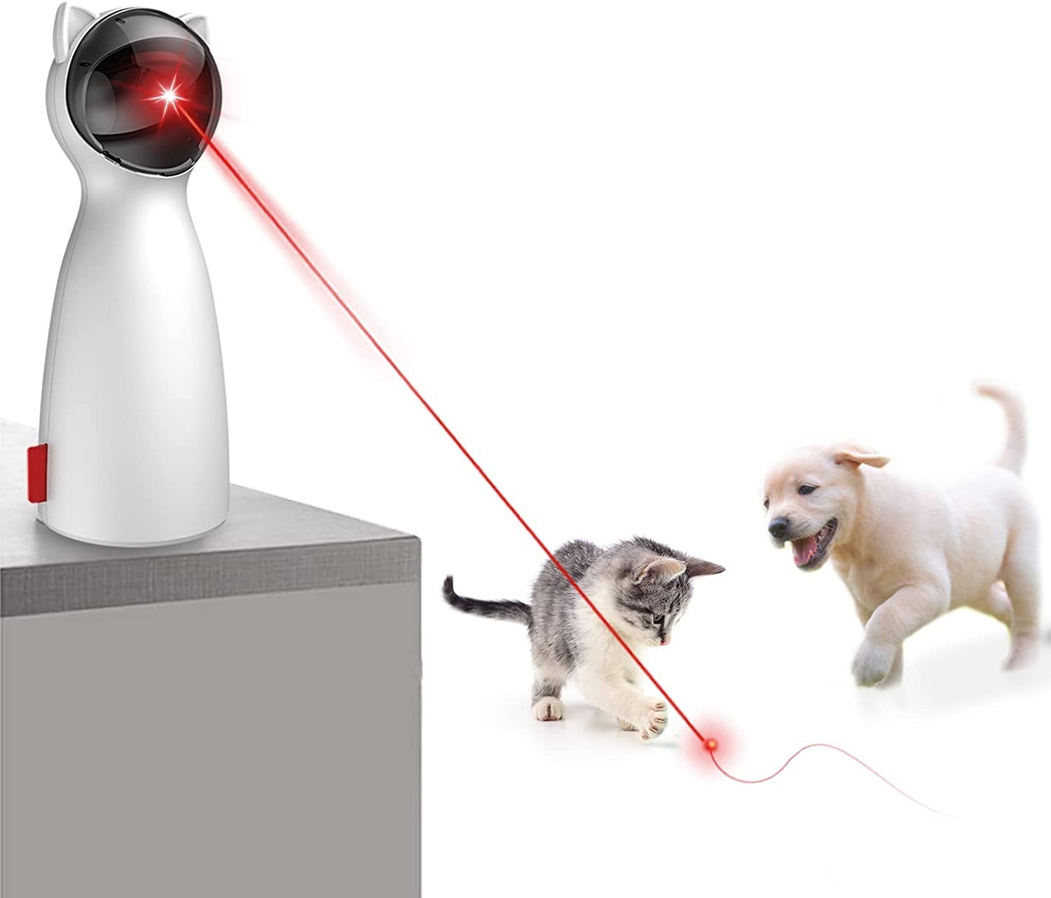 Automatic Cat Laser Toy Interactive Cat Toys for Indoor Cats/Kitty/Dogs white